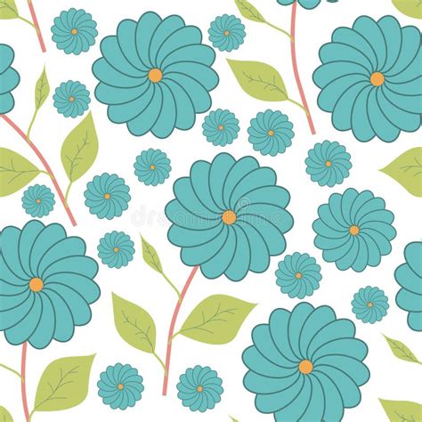 Seamless Pattern Of Colored Flowers Stock Vector Illustration Of