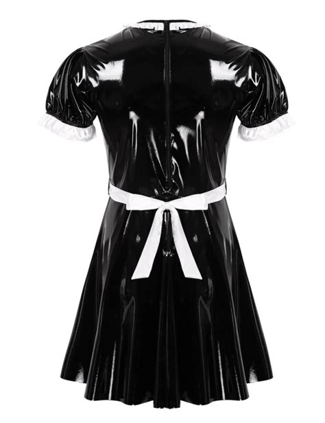 sexy mens sissy french maid uniform fancy dress wet look leather servant costume ebay