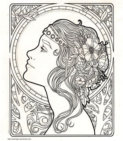 Art Nouveau Coloring Pages For Girls Adult Coloring Book Pages