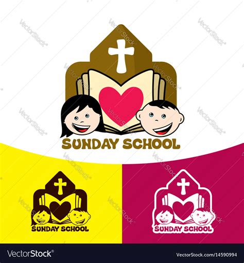 Logo Sunday School And Christian Symbols Vector Image