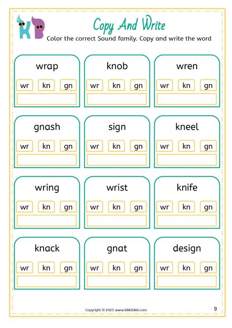 Learn To Spell Wr Kn Gn Words Free Phonics Worksheets