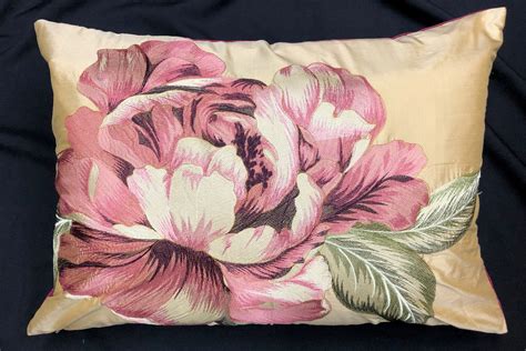 Embroidered Silk Pillow Cover Large Rectangular Pillow Silk Etsy