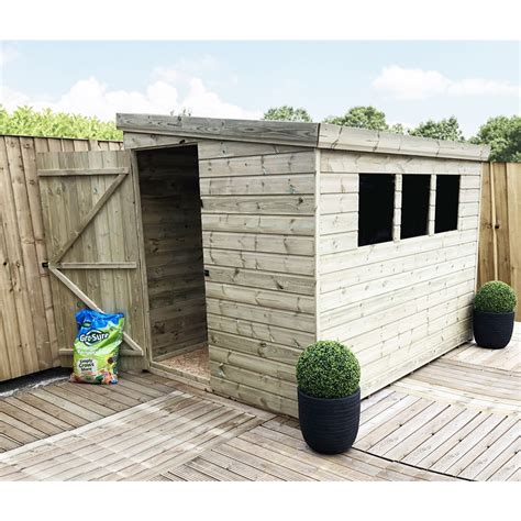 8 X 4 Reverse Pent Garden Shed 12mm Tongue And Groove Walls