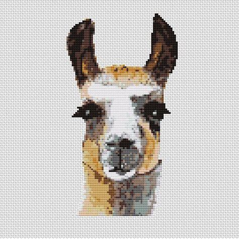 Pattern created from public domain image. Llama Animal Portrait Counted Cross Stitch Pattern PDF ...
