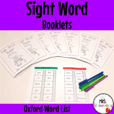Sight Word Practise Booklets Oxford Word List Mrs Strawberry