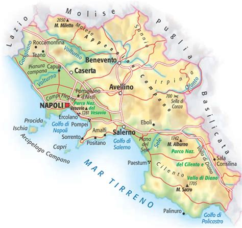 Cartina Geografica Della Campania Fisica Campania Cartina Fisica