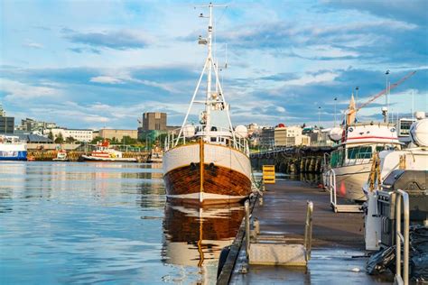 View Of The Harbor At Reykjavik In The Morning Stock Photo Image Of