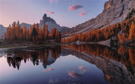 Dolomiti Italy Autumn Lago Antorno Landscape Photography Desktop