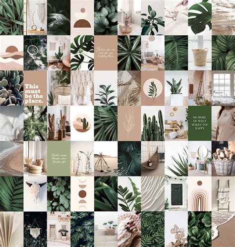 Wall Collage Kit Botanical Boho Aesthetic Digital Download Etsy