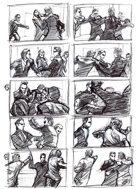 Matrix Reloaded 1st Fight Scene Pt1 Comic Book Layout Storyboard