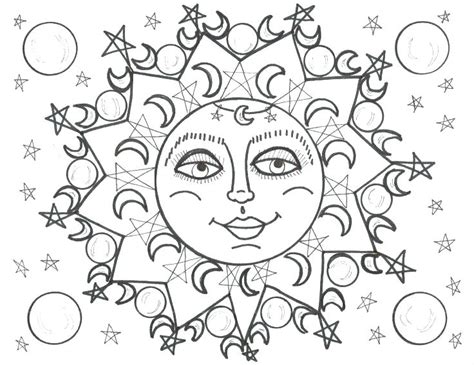 Sun And Moon Coloring Page For Adults Coloring Home