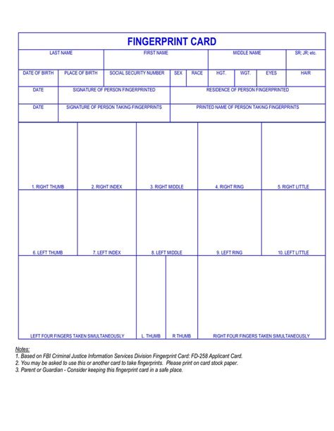 Free Printable Blank Fingerprint Cards