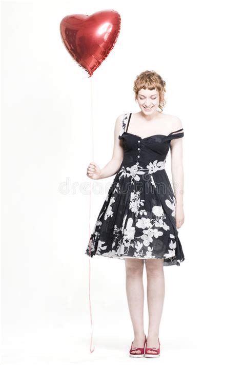 Girl With Heart Shape Balloon Stock Image Image Of Romance Romantic 10710281
