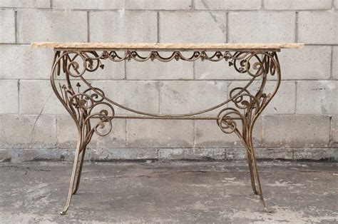 Contemporary Stone And Wrought Iron Console Table Ebth