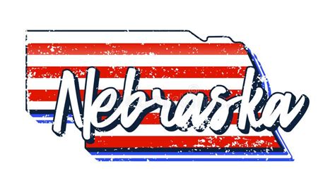 American Flag In Nebraska State Map Vector Grunge Style With