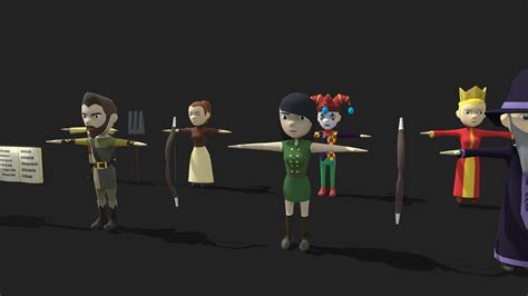 Medieval Low Poly Cartoon Characters Pack Buy Royalty Free 3d Model