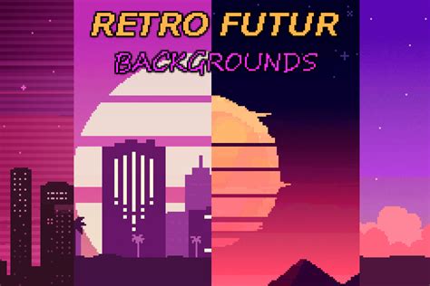 Retro Futur Backgrounds Pack 2d 材质与材料 Unity Asset Store