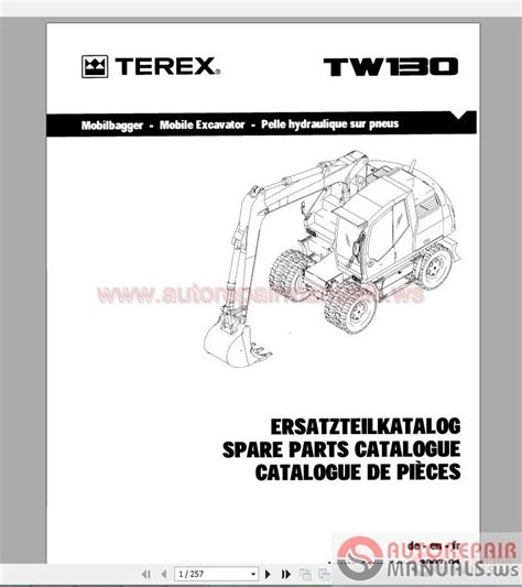 Terex Heavy Wheeled Excavators Tw 130 Part Manual Auto Repair Manual