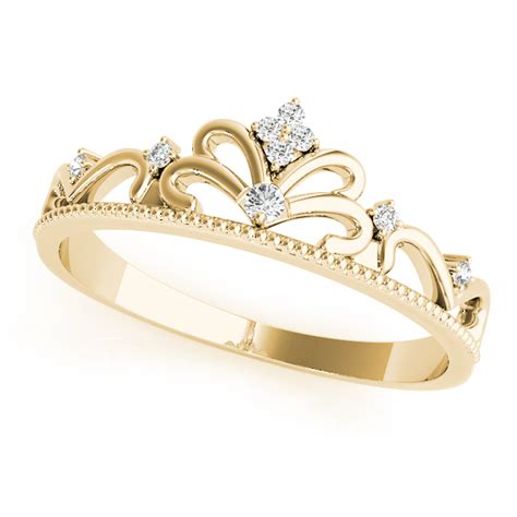 Wedding Band Tiara Diamond Ring Yellow Gold