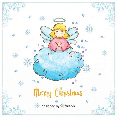 Free Vector Lovely Watercolor Christmas Angel