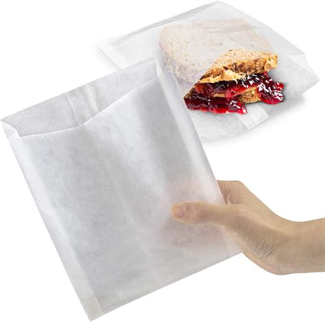 300 Pack Plain 7 X 6 X 1 Wet Wax Paper Sandwich Bags Food Grade Grease Resistant White