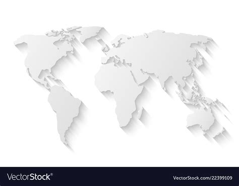 World Map With Long Shadow Royalty Free Vector Image