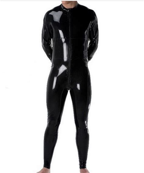 Latex Catsuits For Men Black Rubber Bodysuits Full Sleeve Fetish Rubber