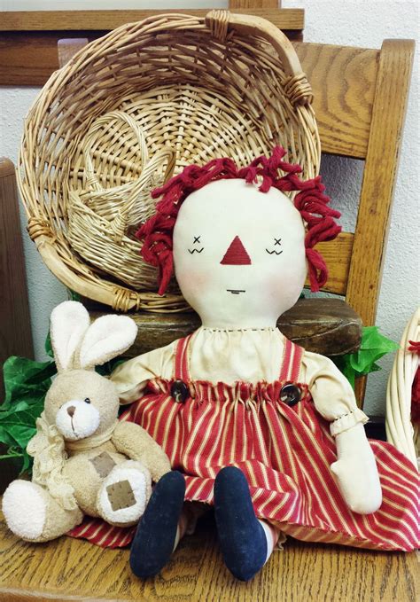 Black and white vector illustration. Annie and rabbit | Raggedy doll, Doll patterns, Dolls