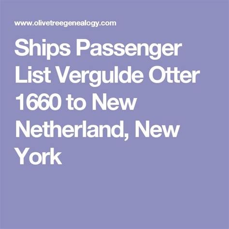 Ships Passenger List For The New York Harbor