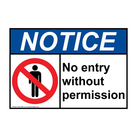 Ansi Notice No Entry Without Permission Sign Ane 4695 No Admittance
