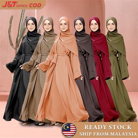 Abaya Jubah Muslimah Dress Lace Plain Premium Abaya Dubai Baju Raya 2023 Dress Viral Murah Plus