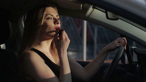 Beautifu Woman Applying Makeup In Car Stock Footage Sbv 314891208