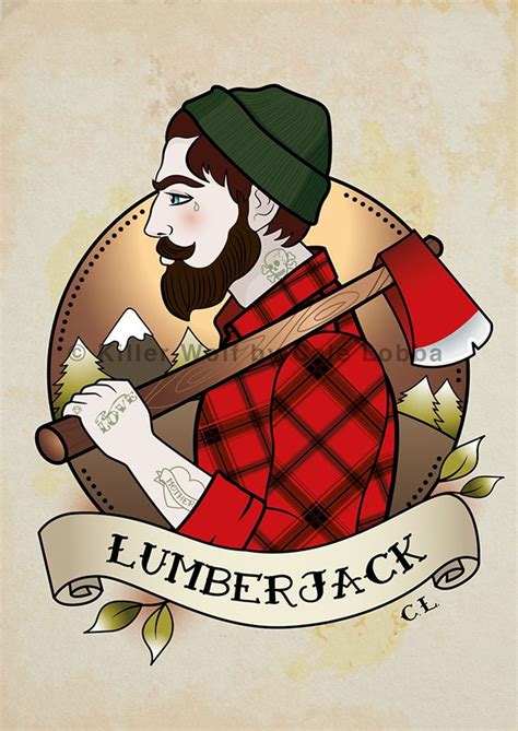 Lumberjack On Behance Wolf Illustration Lumberjack Style Illustration