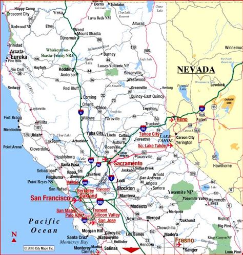Norcal Map With Cities Wells Printable Map
