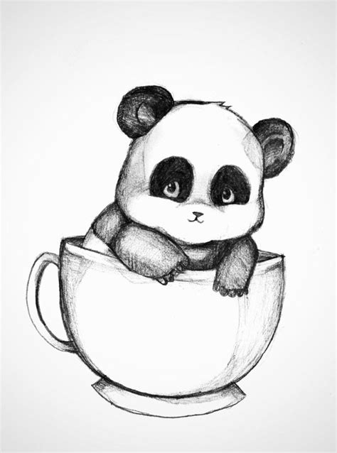 Baby Panda In Teacup By Dren98 Disney Art Drawings Pencil Art Drawings