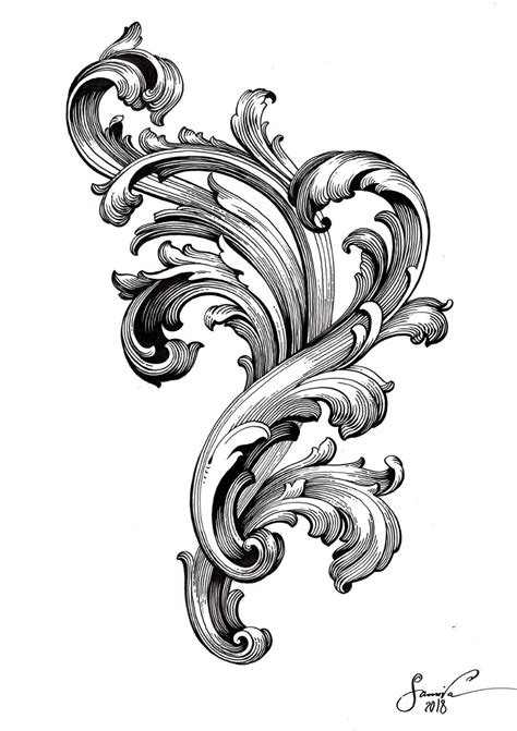 Pin By Samb On Эскиз орнамента Filigree Tattoo Baroque Tattoo
