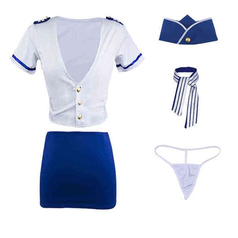 nxy sexy lingerie stewardess uniform seduction cosplay blue woman nightclub suit pilot erotic