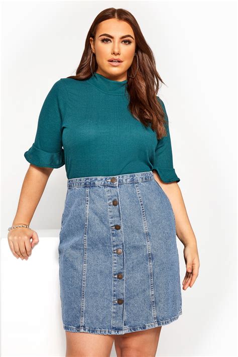 Blue Denim Button Through Skirt Sizes 16 To 36 Yours Clothing