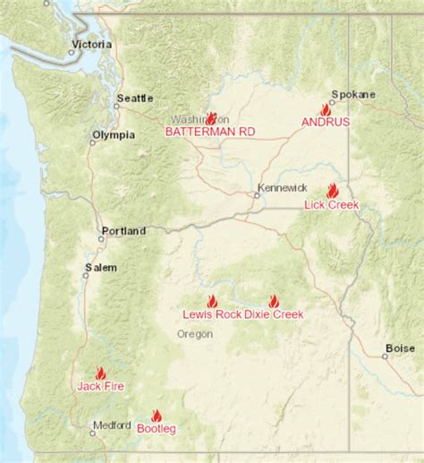 Pacific Northwest Fire Map Current Wildfires