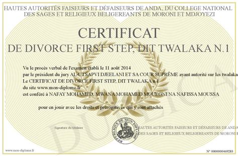 Certificat De Divorce First Step Dit Twalaka N