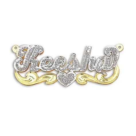 3d Name Plate Necklace In Solid 14k Gold Over Silver