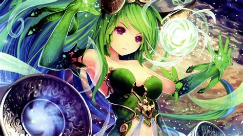 rage of bahamut cygames anime girl green hair wallpaper anime wallpaper better