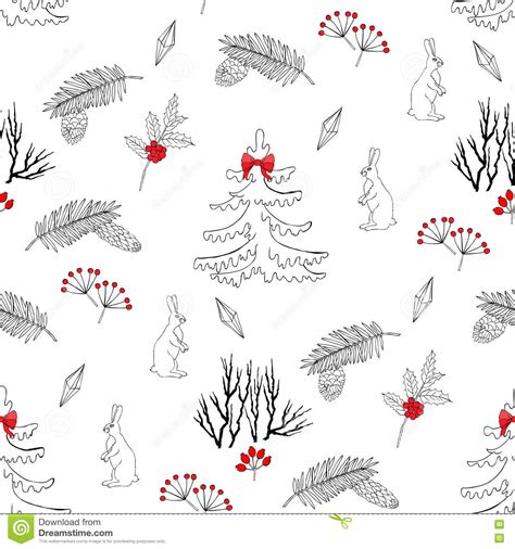Seamless Pattern With Christmas Forest Stock Vector Illustration Of
