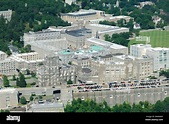 Aerial view of United States Military Academy buildings of West Point ...
