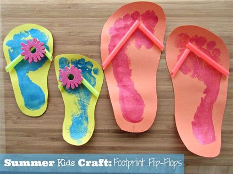 Summer Kids Craft Footprint Flip Flops Raising Whasians