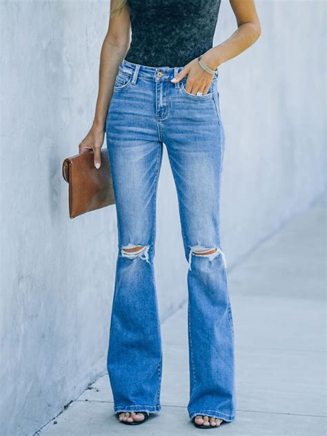 Buy Women S Bootcut Jeans High Waist Ripped Jeans For 35 26 At Lestyleparfait
