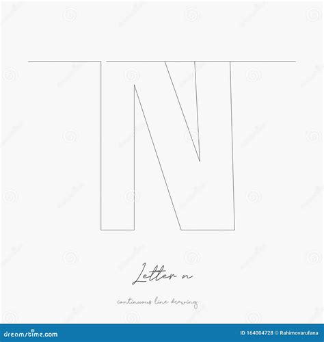 Continuous Line Drawing Letter N Simple Vector Illustration Letter N