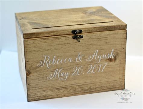 Wood Wedding Card Box With Lid Wedding Money Box Wedding Etsy