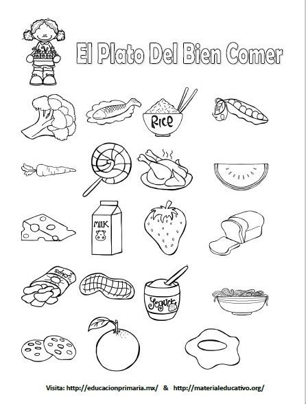 Dibujo del plato del buen comer para colorear e imprimir. El plato del bien comer para colorear, explicar y armar | Material Educativo
