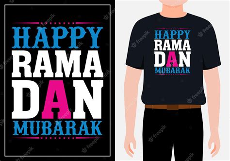 Premium Vector Happy Ramadan Mubarak For Tshirt Design Vintage Slogan
